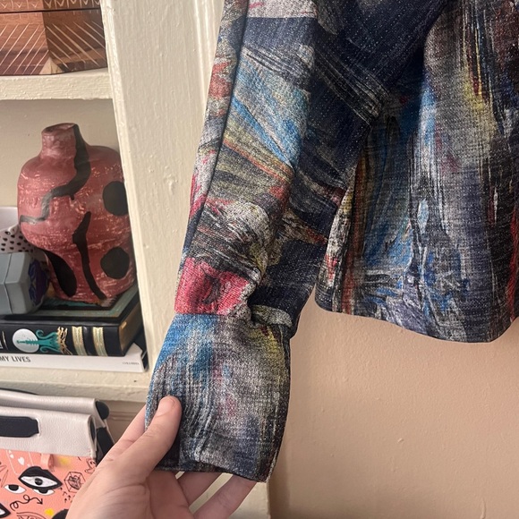 🏷️ 🆕 🎉 nwt! • multicolor abstract metallic knit floral scoop neck top - Picture 11 of 17